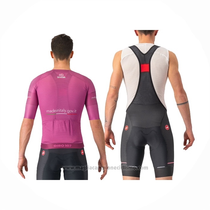 2024 Abbigliamento Ciclismo Giro d'Italia Viola Manica Corta e Salopette